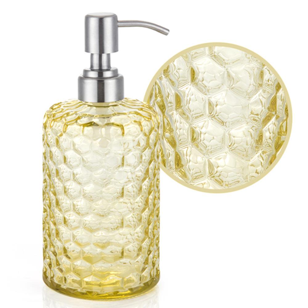 16 oz sæbe dispenser i klart glas - genopfyldelig håndvæske, opvaskemiddel, shampoo lotionflaske jjjsn 11404: Gul