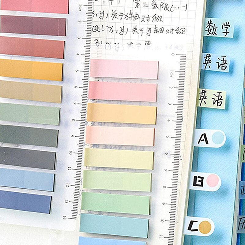 6 Pack 1200 Stuks Sticky Tabs Met Liniaal, Beschrijfbare Verplaatsbaar Bijbel Index Tabs, Pagina Boek Markers, bestanden Classificeren