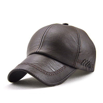 EAGLEBORN Neue herbst winter männer leder hut Kappe casual moto snapback hut männer baseball kappe: Dark coffee