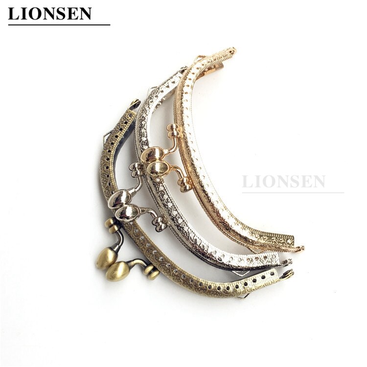 LIONSEN DIY 12.5cm Flower Bud Head Arc Metal Purse Frame Handle Kiss Clasp Lock for Bag Sewing Craft Tailor Accessories 3 colors