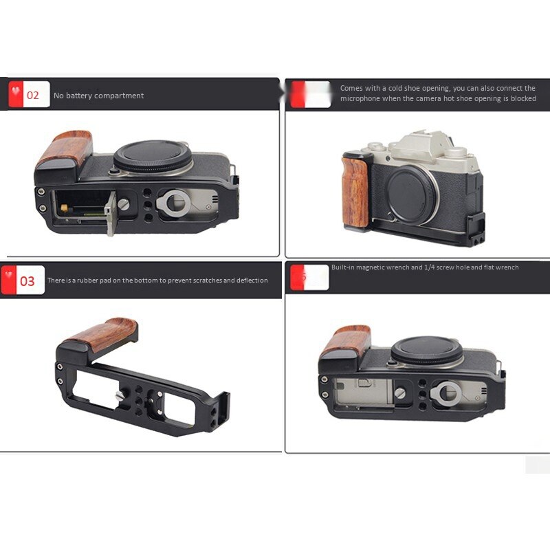 Voor Fuji X-T200 Camera Beschermhoes Uitbreiding Accessoires Quick Installatie Board Met Houten Handvat Handgreep