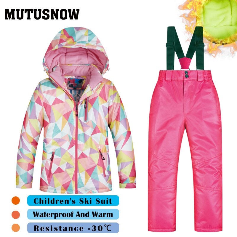 Ski Suit Girls Children's Brands Windproof Waterproof Snow Warm Child Winter Sets Thicken Snowboard Suits LFSJ