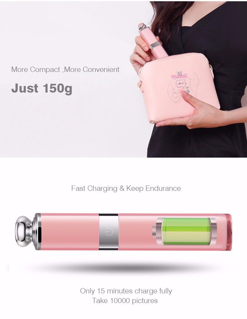 Mode Lippenstift Aluminium Bluetooth Wireless Selfie Stick voor iPhone 7 plus 6 6 s iOS Samsung Android Huawei Smartphone