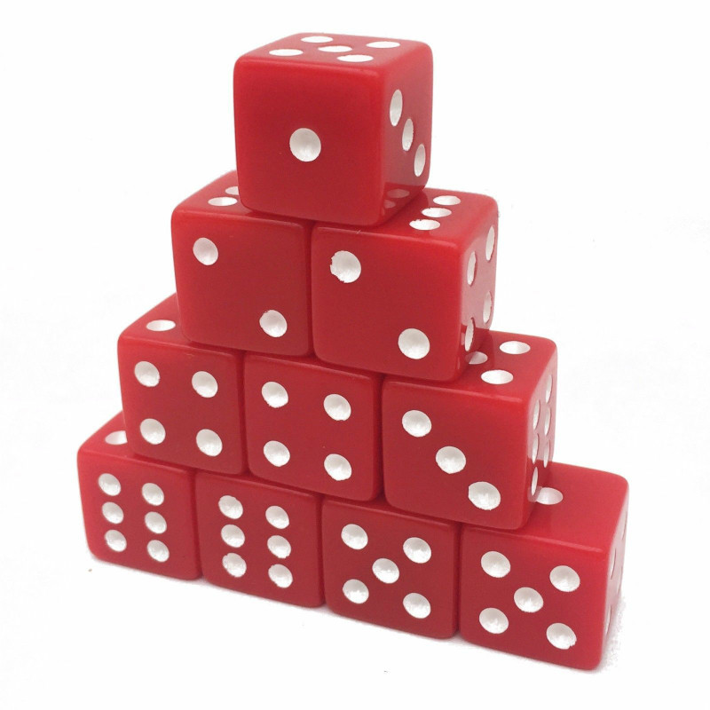 10 stks/set grensoverschrijdende Supply 16 # Rode Vierkante Hoek Dobbelstenen Dobbelstenen Bordspel Mahjong Accessoires 1.6 CM