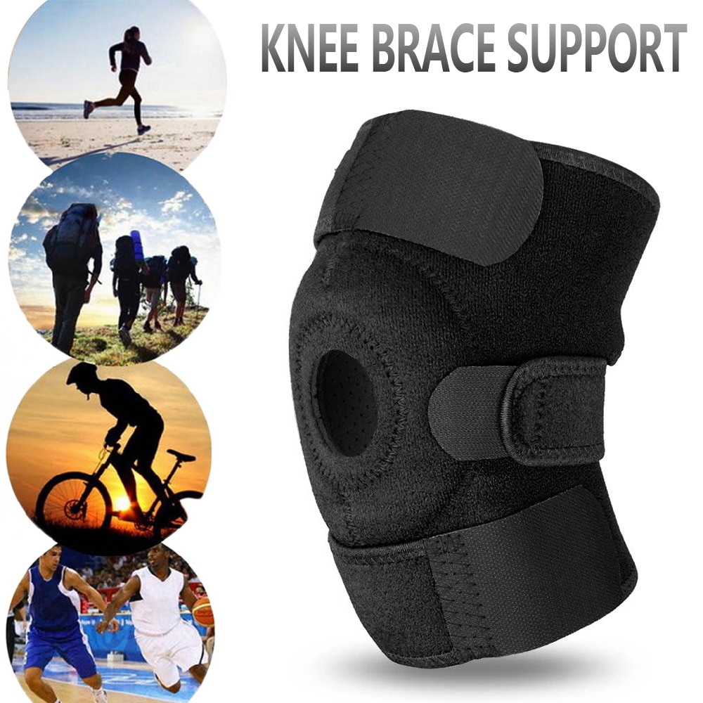 Fitness Knie Ondersteuning Professionele Sport Veiligheid Knee Brace Ondersteuning Black Knee Pad Protector Band Voor Knie Brace Voetbal Sport