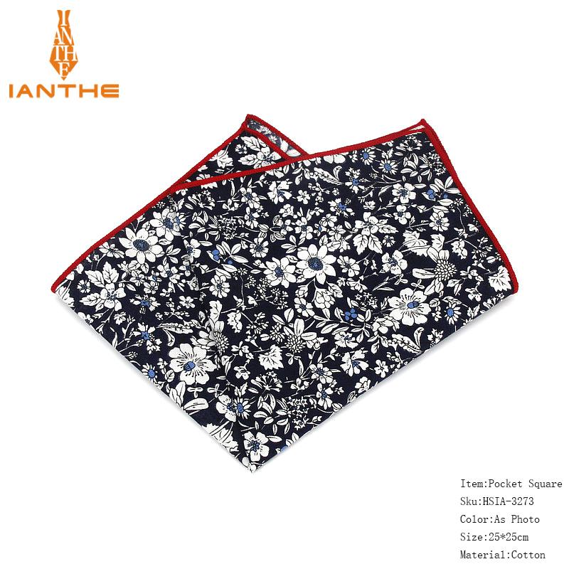 Brand Style Hankerchief Scarves Vintage Cotton Pocket Hankies Men's Pocket Square Handkerchief Flower Paisley Hanky: IA3273