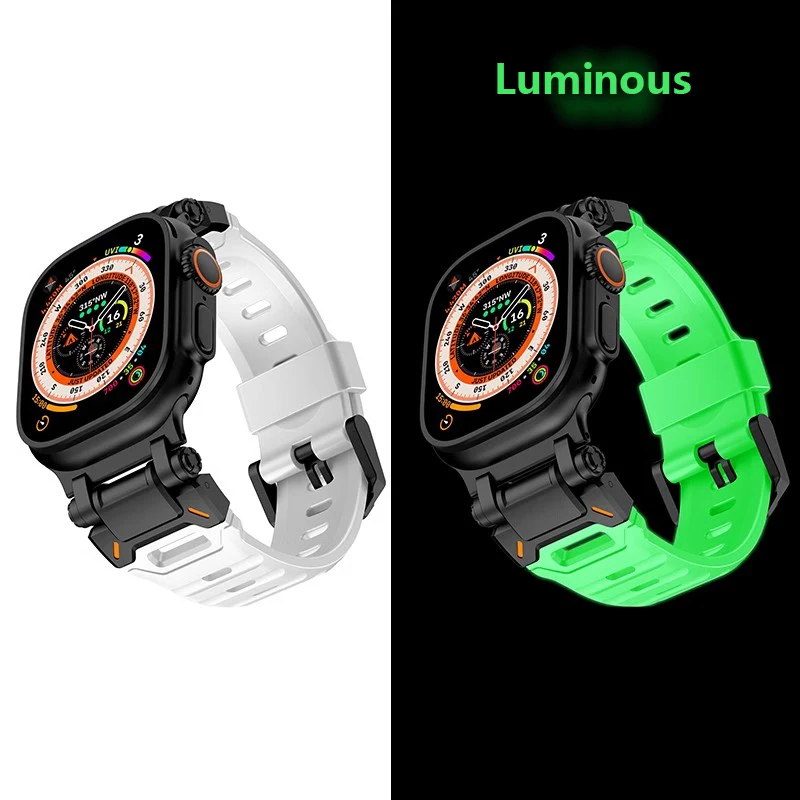 Pulseira de borracha para Apple Watch, Pulseira TPU de luxo, Ultra 2, 49mm, Série 9, 8, 7, SE, 6, 5, 4, cinta para iWatch Ultra 49, 45 milímetros, 42, 44 milímetros: Blue White / 12mm