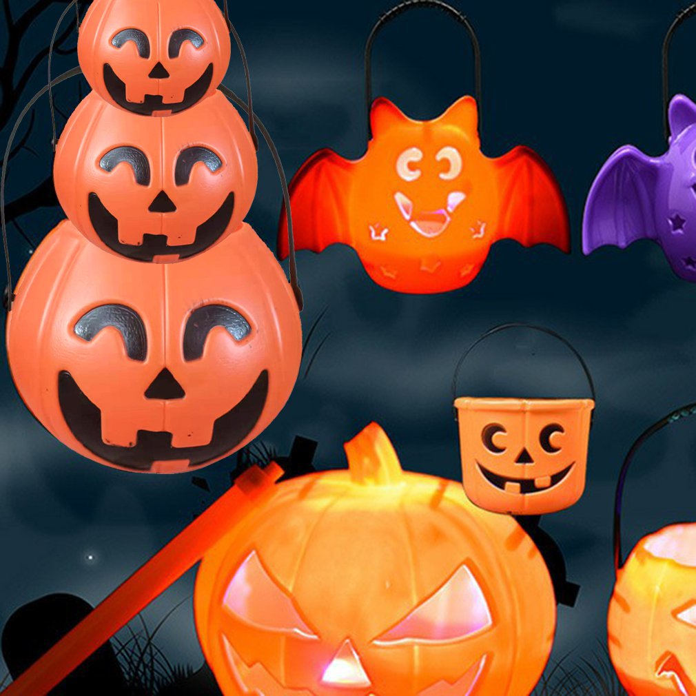 Decoraciones prácticas linterna de calabaza de Halloween, artículos de decoración, Cubo de dulces para niños, Cubo de calabaza, decoración de Halloween