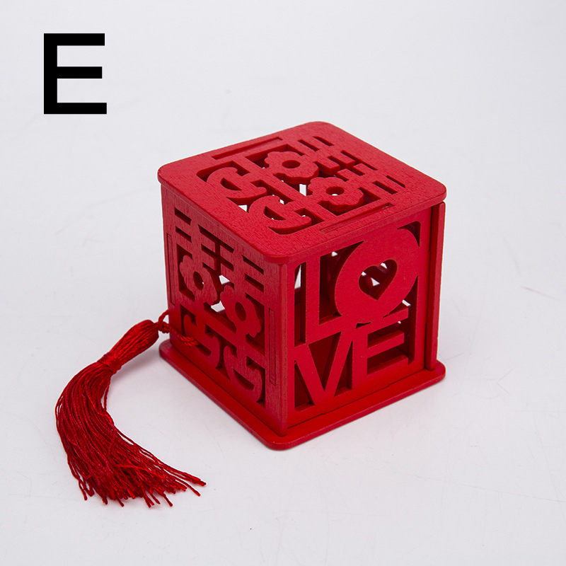 Nueva caja de de caramelo de madera roja doble felicidad China cajas de de boda decoración de: E