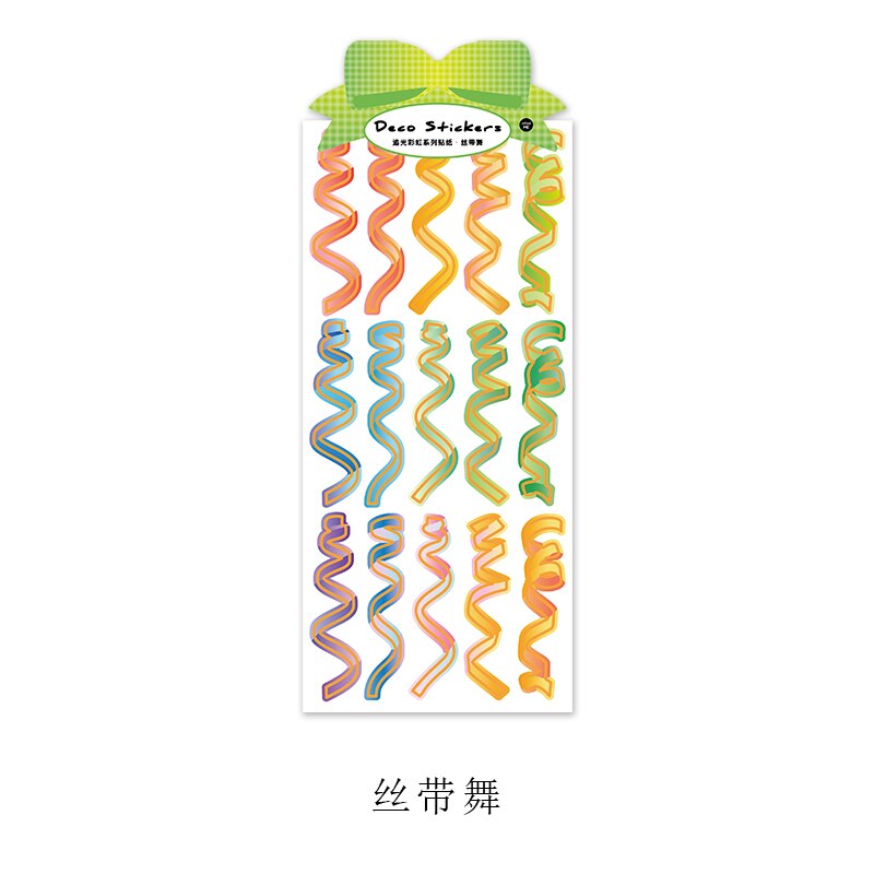 1Pcs Colorful Ribbon Decorative PET Stickers Scrapbooking Stick Label Diy Diary Album Korean Stationery Cute Sticker Accessories: 100x210mm 5