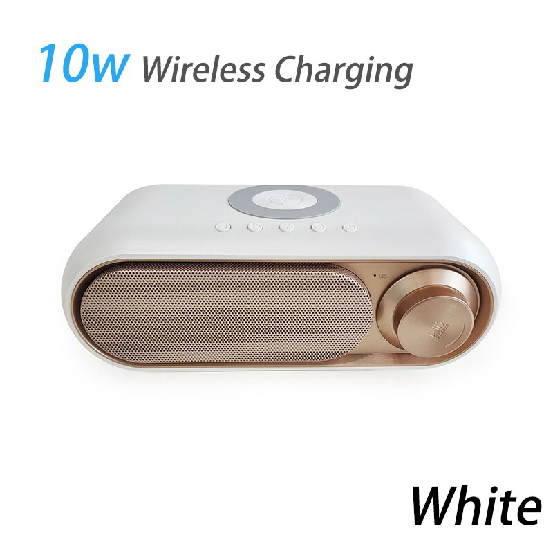 Speaker Bluetooth Digital Wireless Charging Alarm Clock FM Radio,10W Fast Wireless Charger Station for IPhone/Samsung Galaxy: 10w White