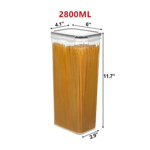 Food Kitchen Storage Box Plastic Canisters with Durable Lids for Cereal Flour Sugar Transparent Sealed Plastic Clear Cans: 2800ml
