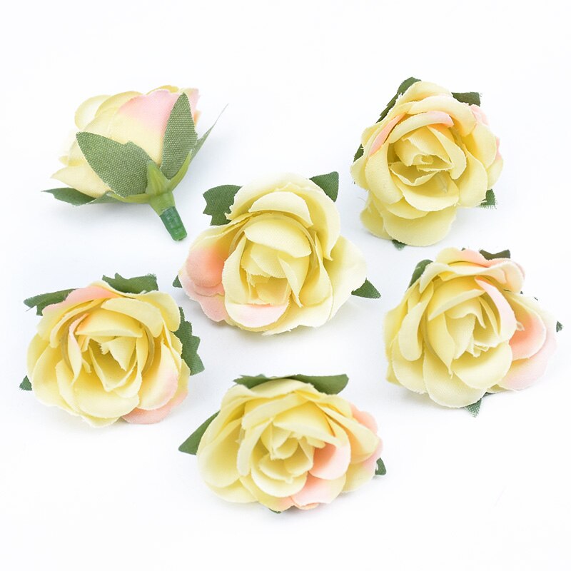 10 st silke rosor huvuden blomma vägg hem bröllop dekoration tillbehör handgjorda diy box konstgjorda växter julkrans