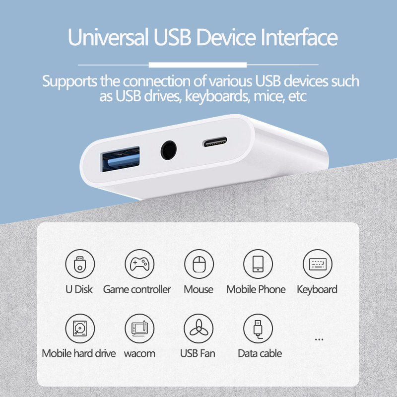 Lightning Type C to 3.5mm jack AUX Adapter USB 3.0 type C Fast charge cable USB-C 3 5 Digital Audio Cable Earphone Headphone OTG
