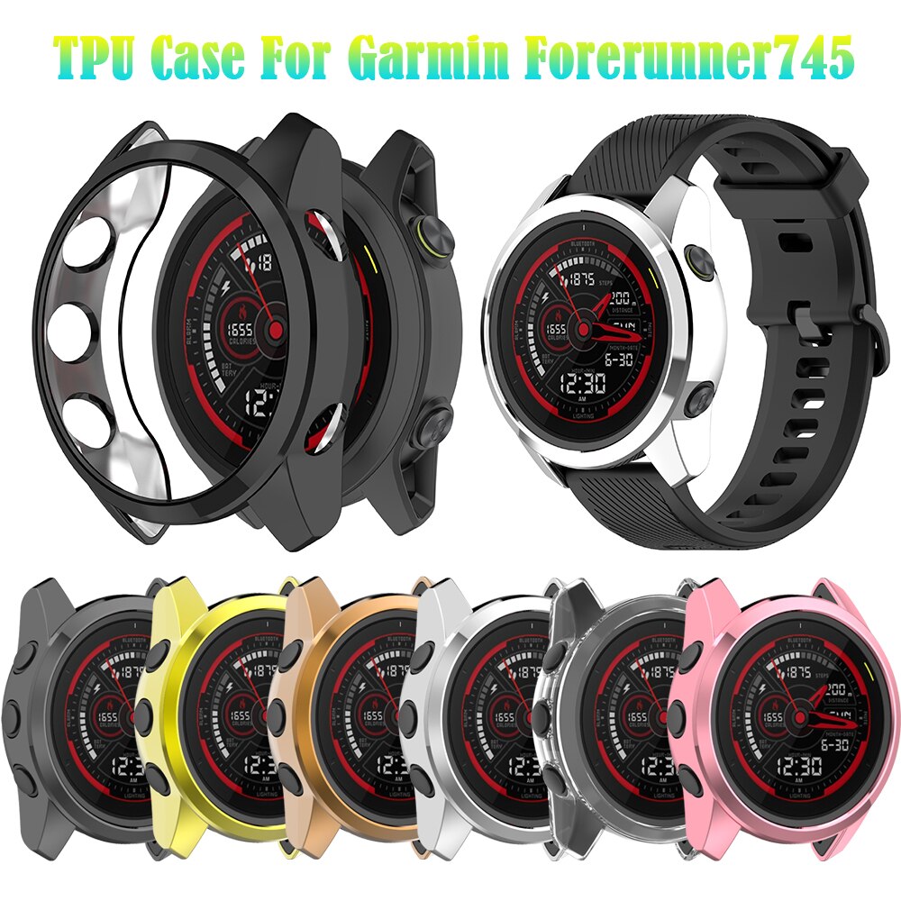 1Pc Case Cover Voor Garmin Forerunner 745 Plating Tpu Beschermhoes Horloge Cover Protector Bumper Frame Smart Horloge Accrssories