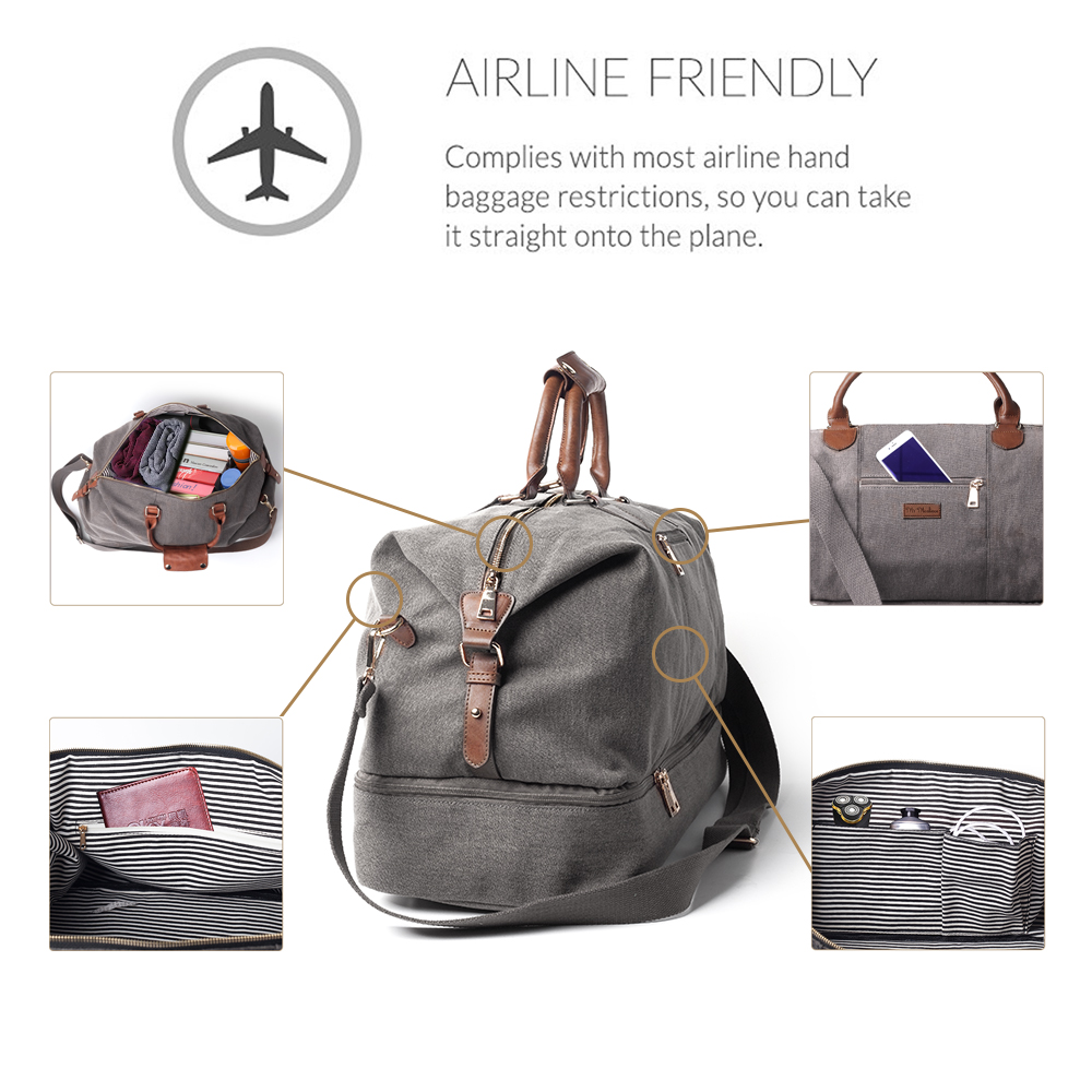 Mealivos Leinwand Reise Tote Gepäck männer Weekender Duffle Tasche mit Schuh fach