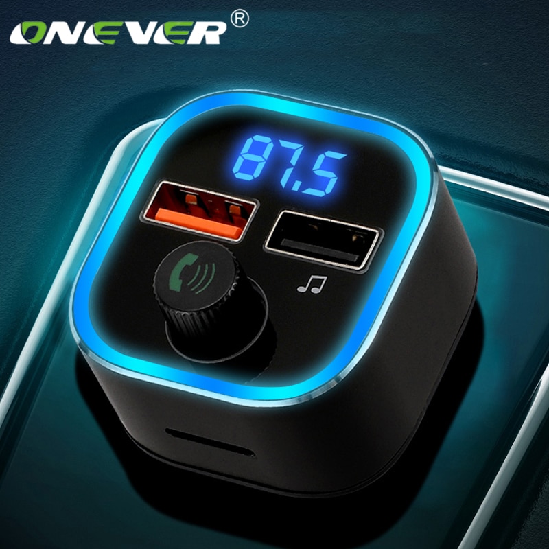 Onever voiture lecteur Mp3 adaptateur Bluetooth 5.0 FM émetteur lumière colorée double USB chargeur de voiture détection de tension