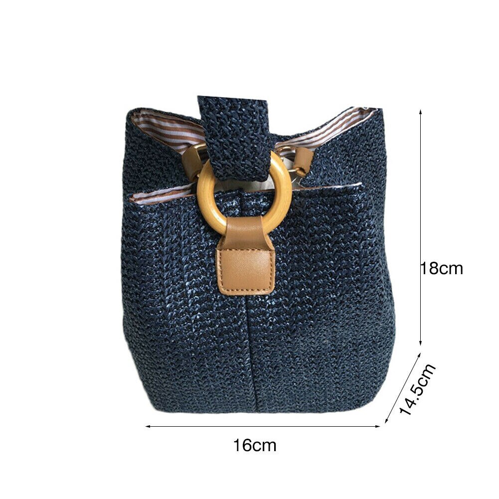 Kvinner jente håndvevd rotting veske halm vevd veske håndlaget crossbody veske bohemia stil strand sirkel sommer strandsekker
