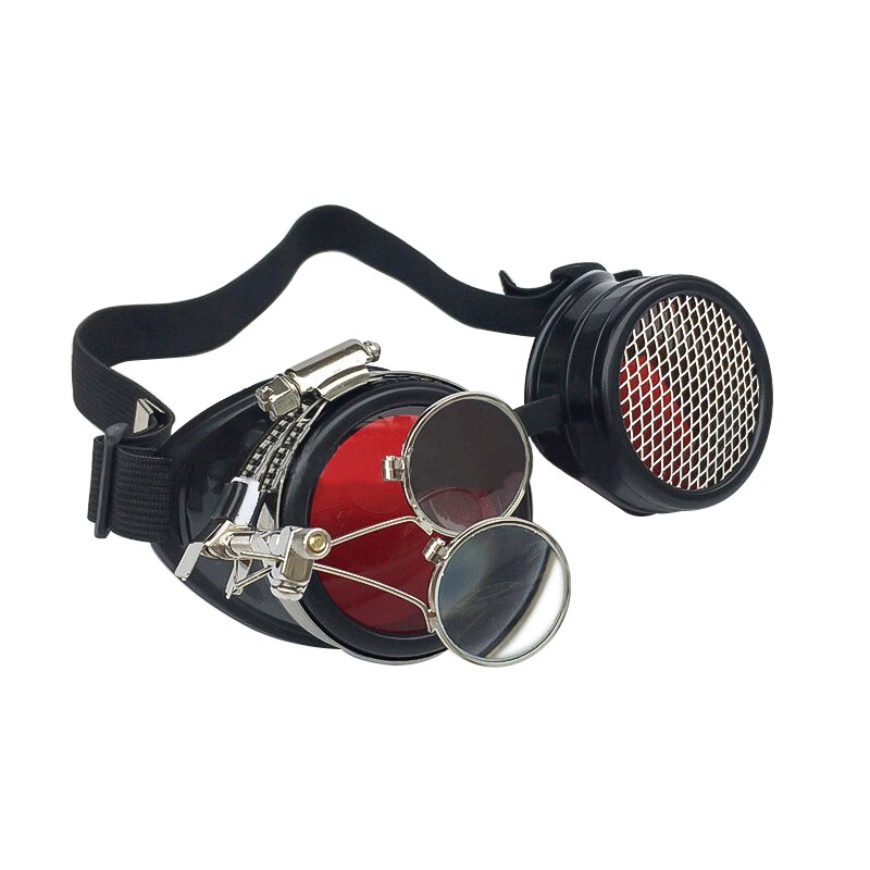 Cosplay Steampunk Goggles Industrial Magnifier Retro Gothic Eyeglasses Halloween Props Punk Glasses Red Blue Green Yellow Black: Red
