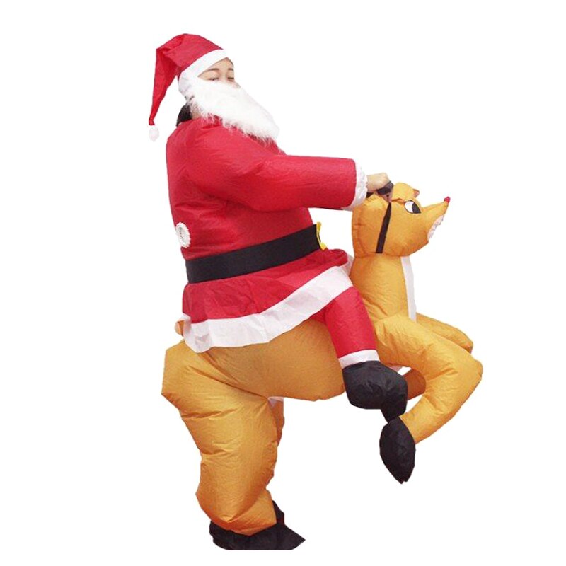 Xmas kostym klänning uppblåsbar jultomten jumpsuit vuxen sprängdräkt nin 668