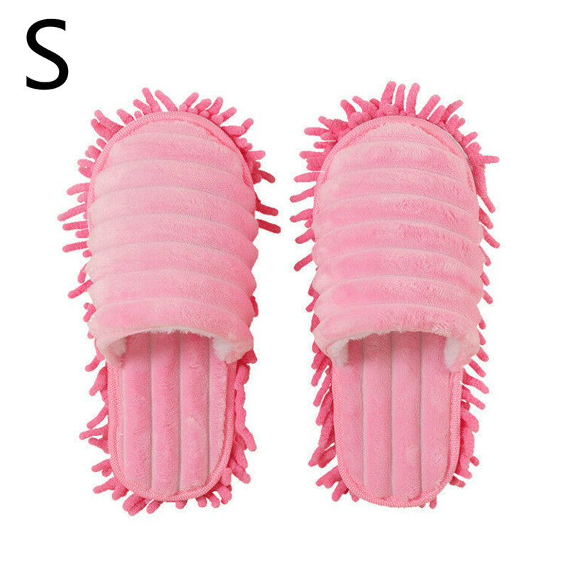 1 par de zapatillas de suelo para limpieza de pies, zapatillas mopa para casa perezosa, chanclas para el hogar, herramientas de limpieza: Pink S