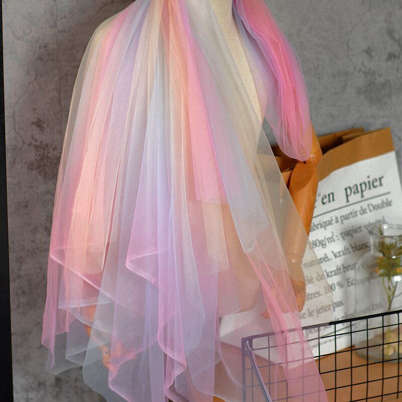 Colorful Gradient Rainbow Soft Mesh Tulle Fabric DIY Sewing African Net Fabric Tutu Skirt Princess Dress Wedding Party Decor