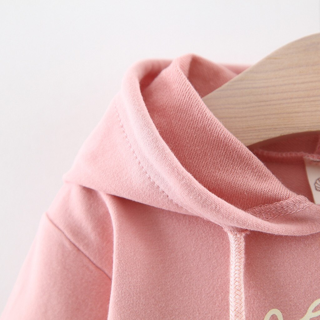 herfst en winter modelsToddler Baby Kids Meisjes Ruches Brief Tulle Patchwork Hooded Sweater Jurk Vallen vervoer