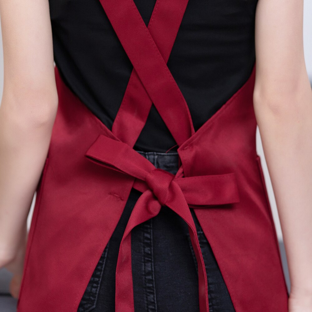 Monochrome double shoulder strap apron unisex kitchen cook apron barbecue haircut work apron restaurant waiter apron