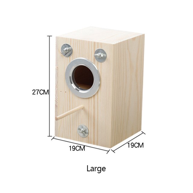 Bird Parrot Breeding Wooden Square Box Household Bird Supplies Simple Bird Cage Hatching Wooden Box With Window: Large breeding box