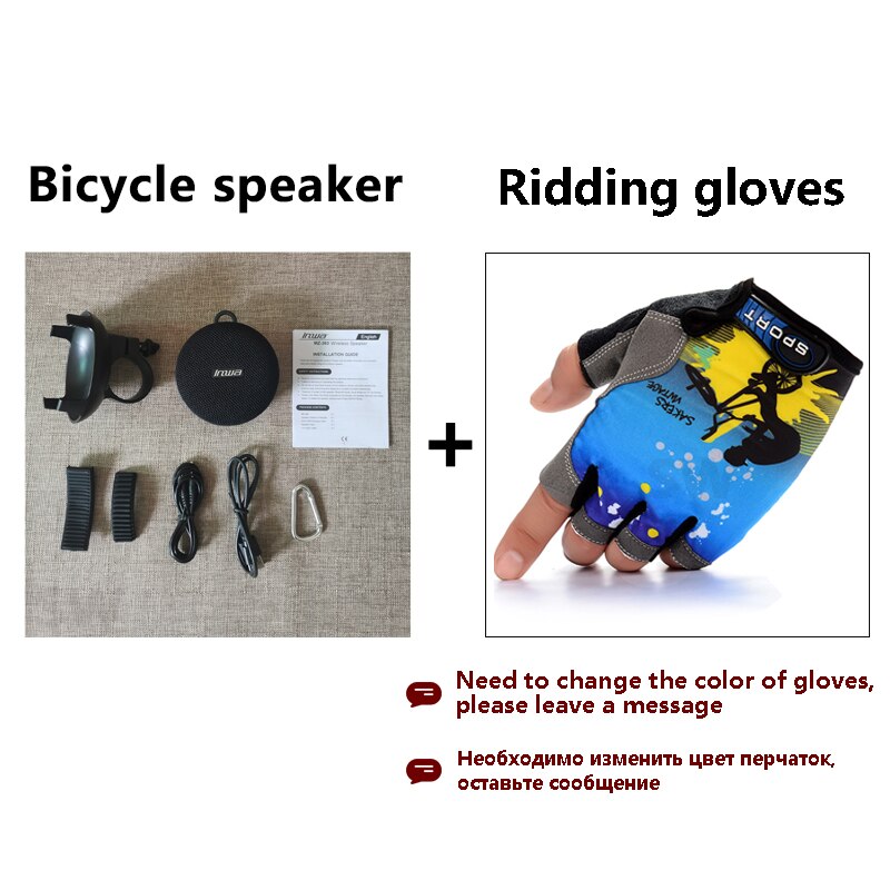 Altavoz bluetooth portátil para bicicleta al aire libre con ventosa, altavoz de ducha impermeable, llamada manos libres IPX7: Black with gloves