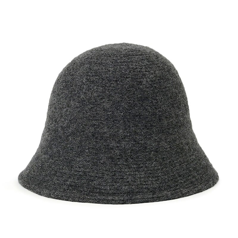 MAXSITI U sombrero de lana de colores sólidos, sombrero con forma de cubo para mujer, sombrero de pescador para otoño e invierno, gorro de lana tejido Vintage, gorro de lavabo, sombrero de pescador: Gris oscuro
