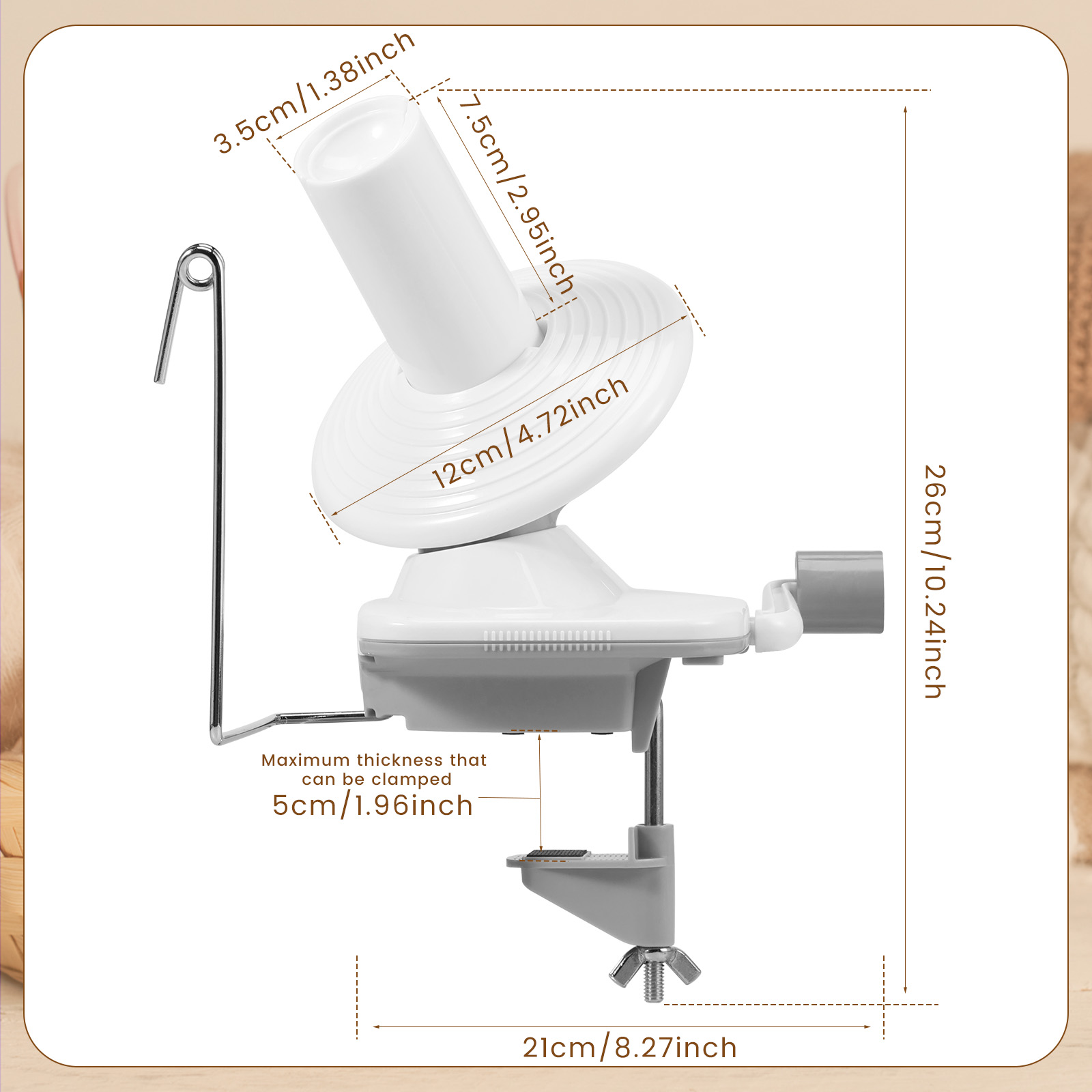 Hand Operated Yarn Winder Fiber Wool Manual Handheld Winder Machine String Ball Portable for DIY Sewing Making Accessories