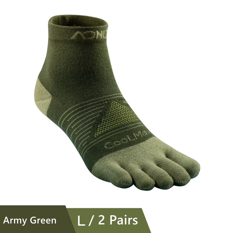 AONIJIE 2 Pairs Außen Socken Schnell Trocknend Fünf Kappe Socken Tragbare Toesocks Für Camping Wandern Trail Running Jogging E4810 E4806: Army Green L Size