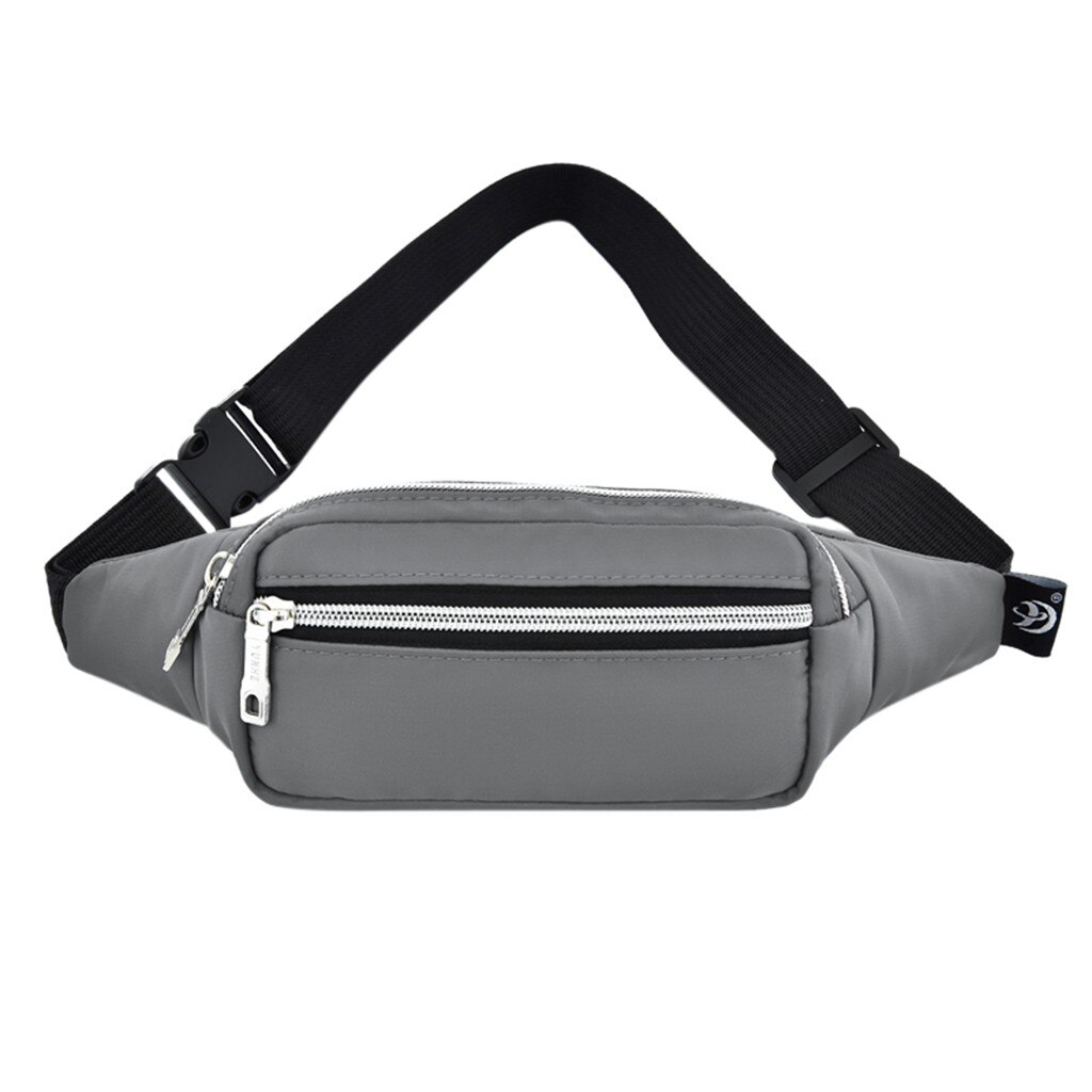 Dames Mode Effen Kleur Nylon Rits Fanny Packs Kwastje Taille Pack Telefoon Zak Lederen Riem Tas Voor Vrouwen Wilde Taille tassen: Grijs