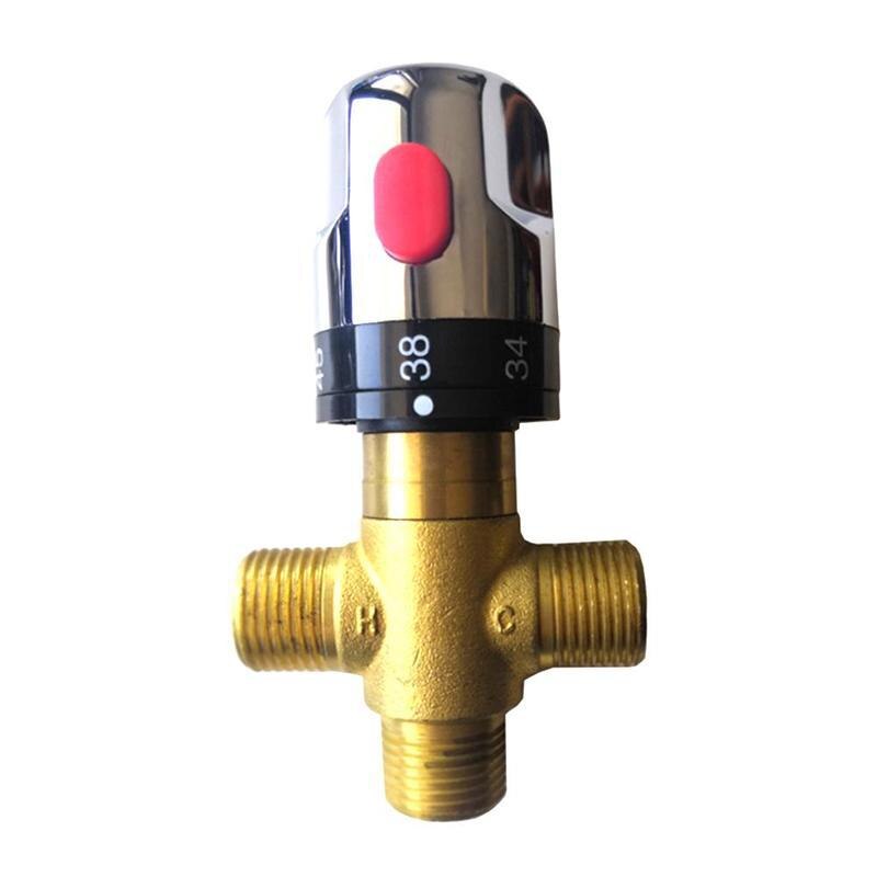 Brass G1/2 Male 3 Way Thermostatic Mixing Valve Temperature Shower Water Control: Default Title