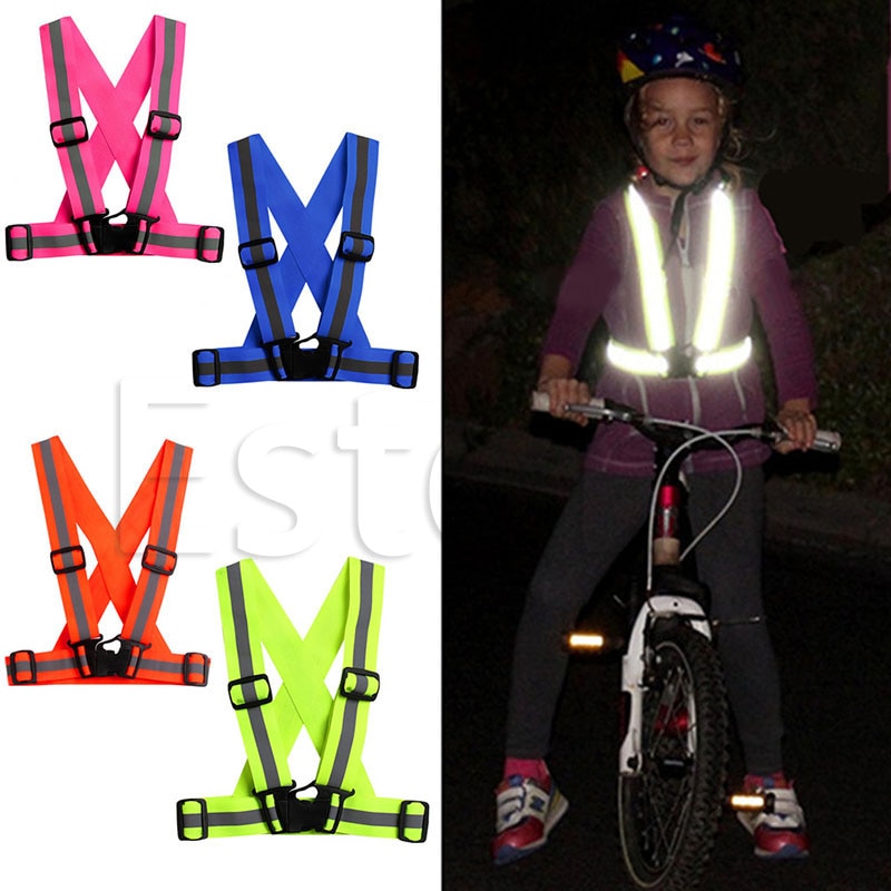 ! Sport Kids Verstelbare Veiligheid Zichtbaarheid Reflecterende Strepen Vest Night Running Oranje Pink/Groen/Royal Blue BC1012