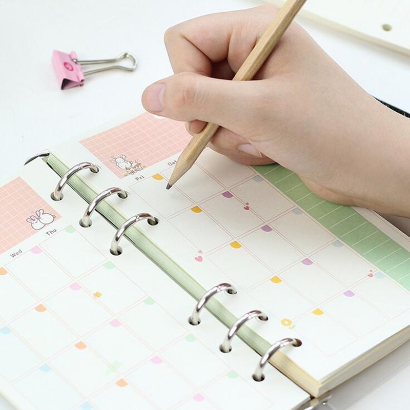 A5/A6 6 Holes Office Buckle Notebook Filler Paper Spiral Inner Pages Chancery Weekly Monthly Planner Memo Schedule Student Notes