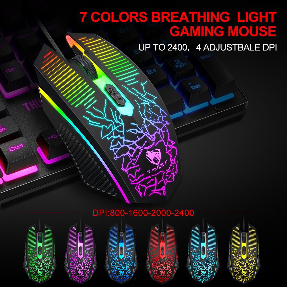 EAOR 3pcs Gaming Keyboard + Mouse + Mouse Pad Set, RGB Glowing Wired Gaming Keyboard Mouse Combos for Desktop Laptop PC Gamer