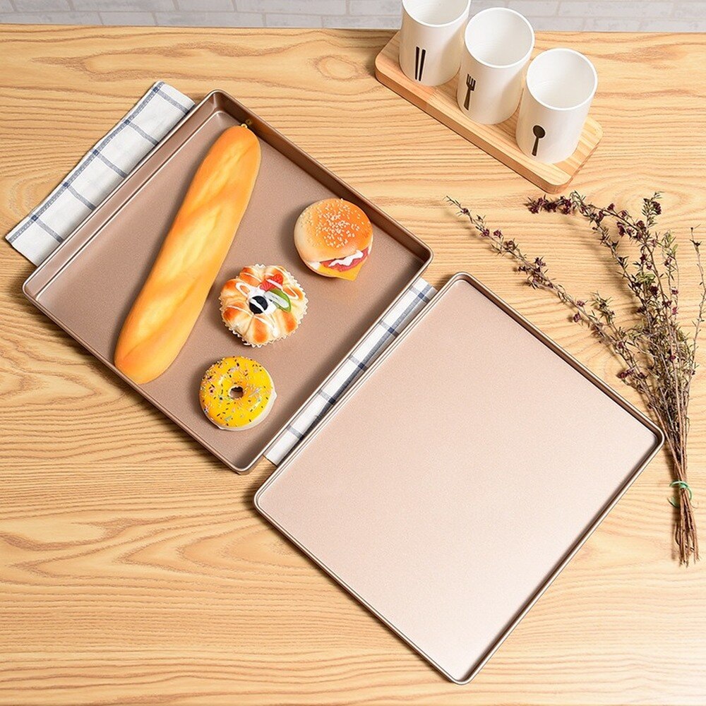 11- inch vierkante ovenvaste antiaanbakvorm voor cake, koekjes-nougatbakplaat, koolstofstalen bakvorm, milieuvriendelijk, gevuld