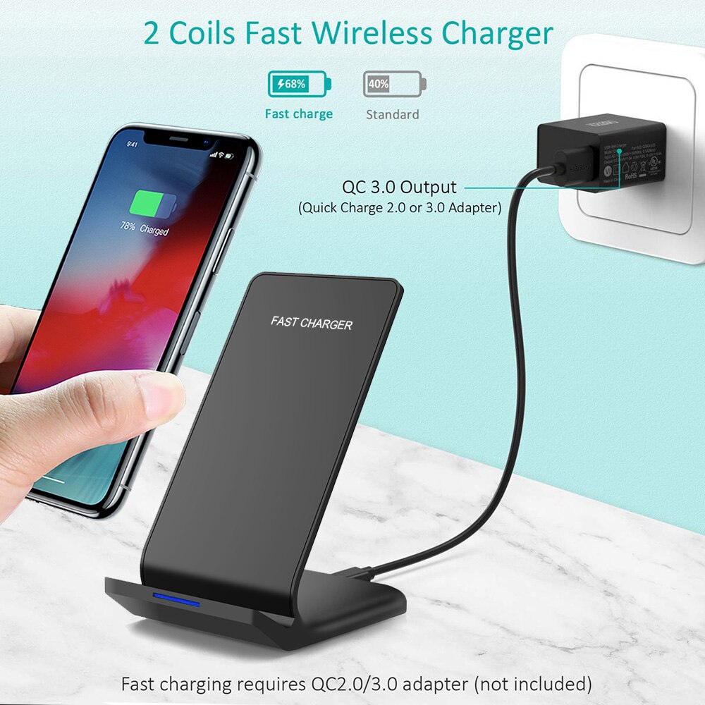FDGAO 10W Qi Wireless Charger For iPhone 11 Pro X XS Max XR 8 Quick Charger Fast Charging Stand For Samsung S20 S10 S9 Note 10 9