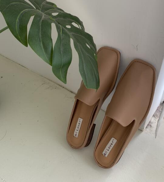 Solid sommer strand flade sandaler kvinder vintage firkantede tøfler sandaler kvinder dame sko kvinder muldyr  ab328: Beige / 6.5