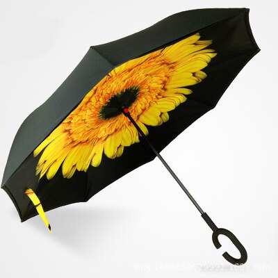 Reverse Umbrellas Folding Double Layer Inverted C Hand Holder Stand Sun Rain Windproof Rolling Over Umbrella For Women: pic7