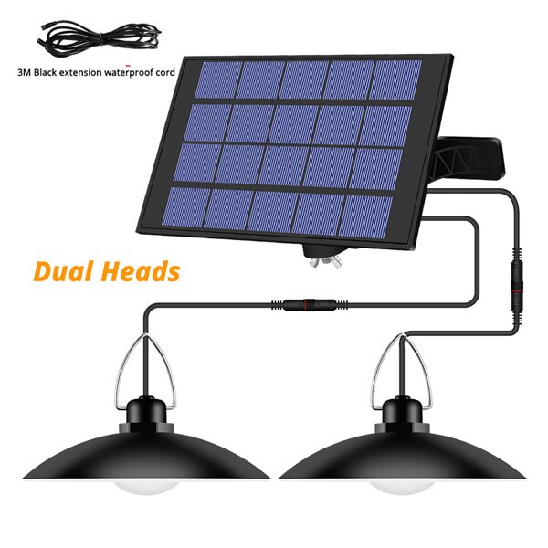 4 Heads Solar Hanglamp Led Buiten Indoor Kroonluchter Solar Lamp Warm Wit Tuin Verlichting Voor Thuis Binnenplaats Decoratie: Double Heads / White