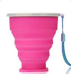 Silicone Retractable Cup Potable Telescopic Collapsible Cup Travel Outdoor Camping Hiking Water Folding Bottle Coffee Hand Cup: Pink
