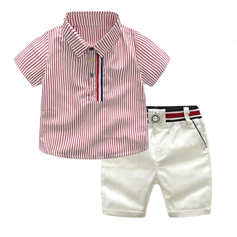 Boys Clothes Set Striped Shirt Shorts Set Of 2 Short-sleeved Tops Pants 2-piece Set For Children 2-6 Years Boy