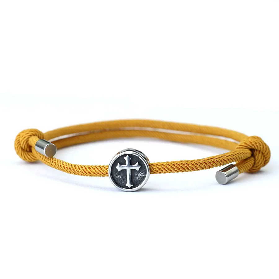 Kruis Armband Voor Heren Handgemaakte Verstelbare 3Mm Dunne String Braslet Unfading Viking Braclet Accessoires Hombre Armband Herren: Kobalt Violet