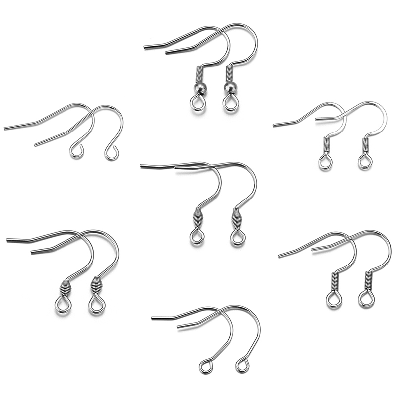 50 unids/lote de ganchos para pendientes de acero inoxidable hipoalergénicos para hacer joyas, gancho para la oreja, pendientes Diy, cierres para pendientes, accesorios