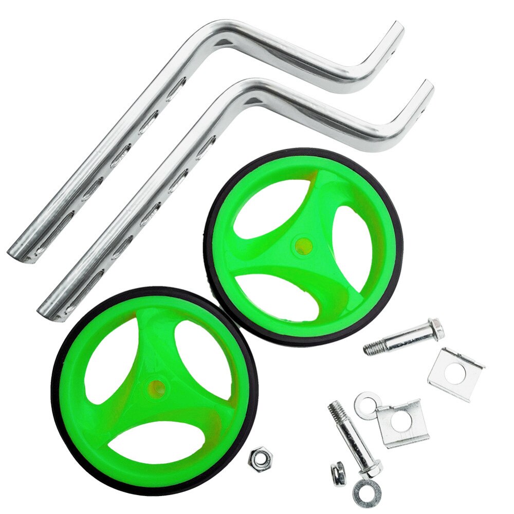 1 par de ruedas de entrenamiento rueda de bicicleta Universal para bicicletas de niños de 12-20 pulgadas estabilizadores de fácil ajuste: green
