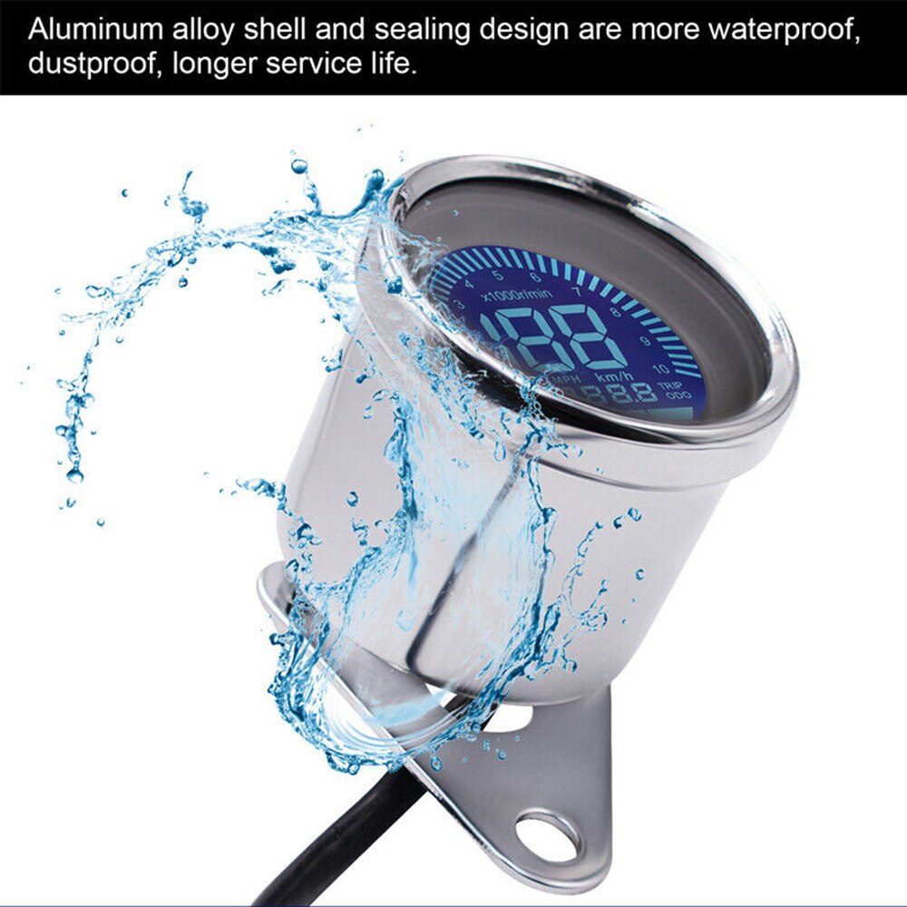 LCD Digital MPH KM/H Motorcycle Moped Odometer Speedometer Tachometer Gauge Motorcycle modified LCD Instrument