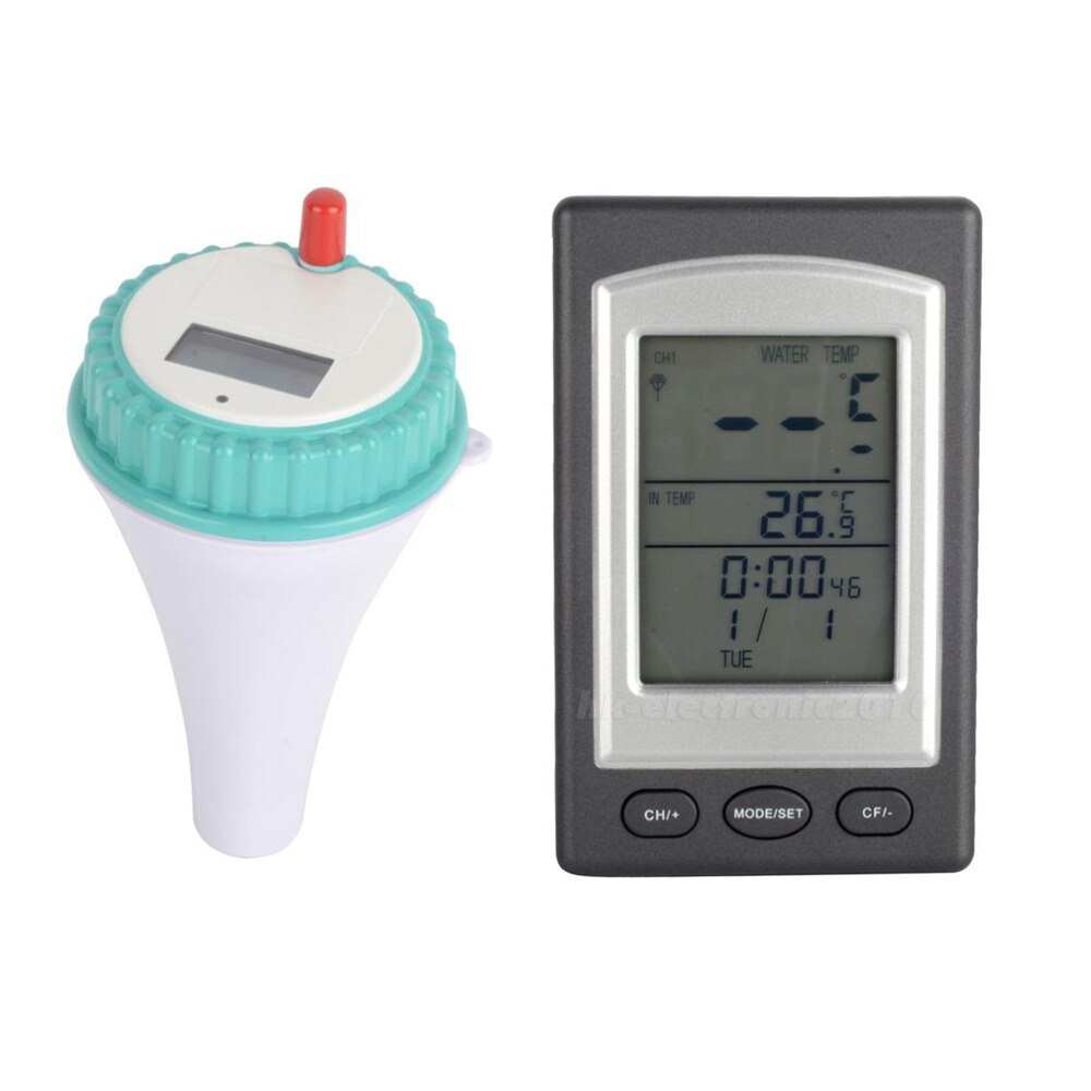 Solar Powered Wireless Pool Thermometer Swim SPA Pond Tub Waterproof Digital LCD Backlit Floating Temperature Transmitter Meter